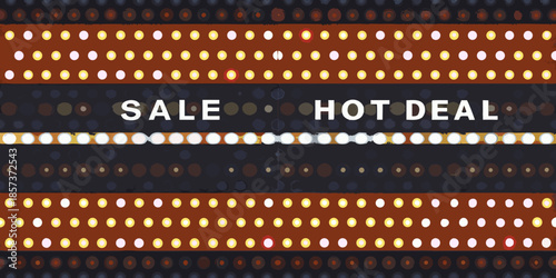 Vintage sale sign with bright lights and a retro aesthetic