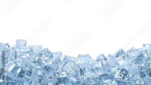 Clear Ice Cubes Pile Isolated 