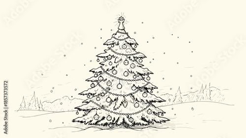 Large grand Christmas tree in a city square with a historical background