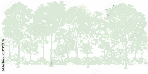 A serene silhouette of trees and foliage forming a natural landscape