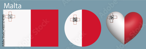 set flag of Malta icon vector illustration sign 