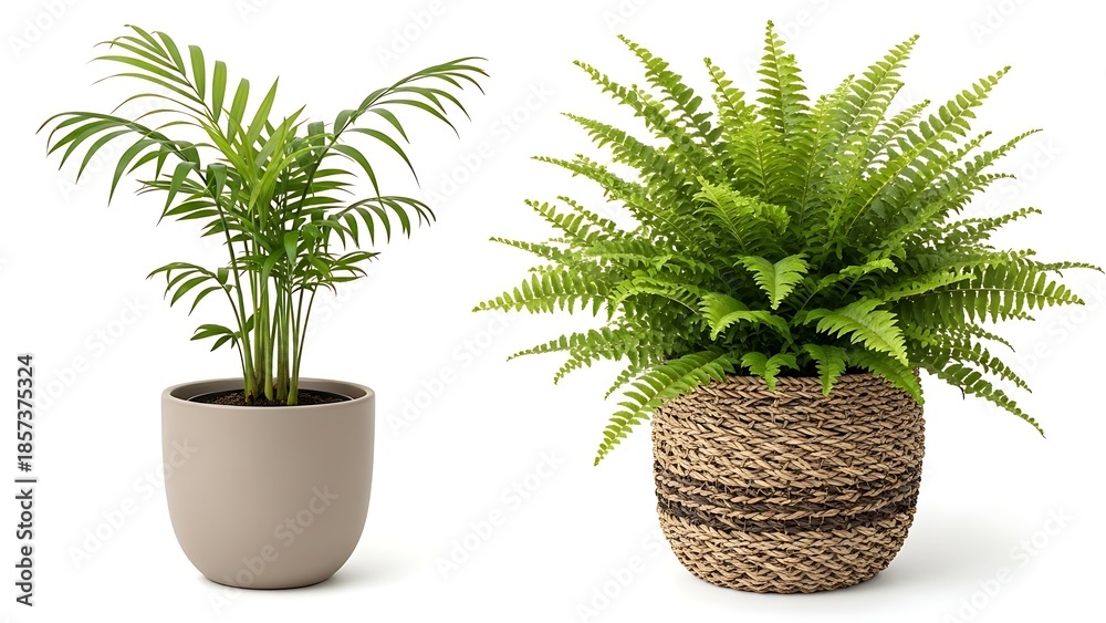 Fototapeta premium palm and fern plants isolated on white