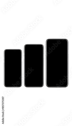 Smartphone Size Comparison Set Isolated on Transparent Background