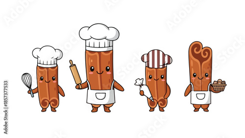 Adorable Cartoon Cinnamon Sticks Baking and Cooking Delightful Treats