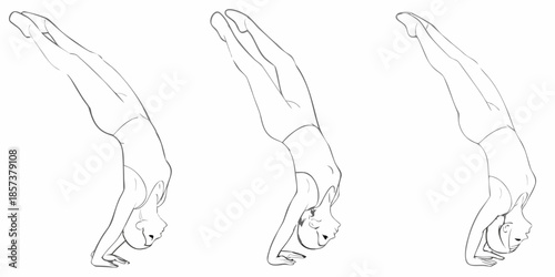 Sequential illustration of a diver executing a forward somersault in three phases