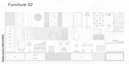 Minimalist furniture arrangement a top down view of various home furnishings