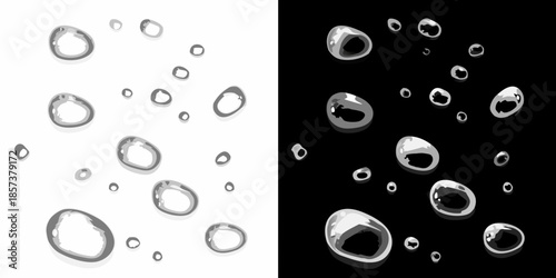 A contrasting view of water droplets illustrating light and shadow effects
