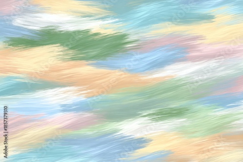 Vibrant shapes merge in a fluid pattern, showcasing movement in shades of blue, green, and orange