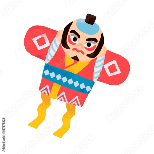 かわいい凧上げのイラスト