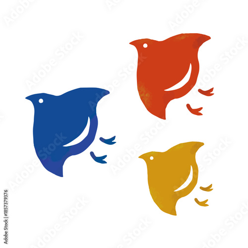 かわいい千鳥のイラスト（三色）