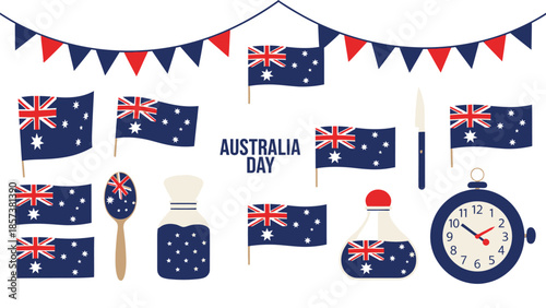 set of american flags vector