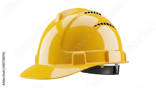 Yellow hard hat isolated PNG, construction worker safety helmet for building site and industrial protection on transparent background
