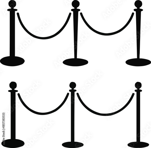 Velvet Rope Stanchion Silhouette Icons Luxury Queue and Crowd Control Barriers
