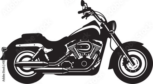 Black silhouette of a cruiser motorcycle black and white