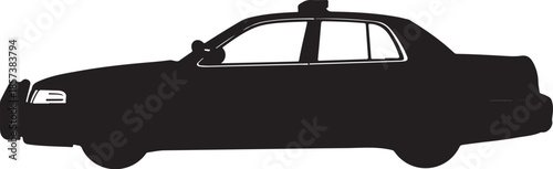 Black silhouette of a police car with light bar white outline