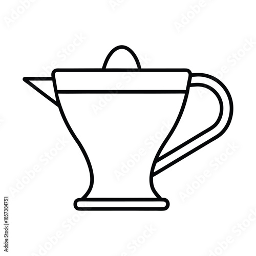 Gravy separator outline vector kitchen fat separator line art on white background Vector illustration