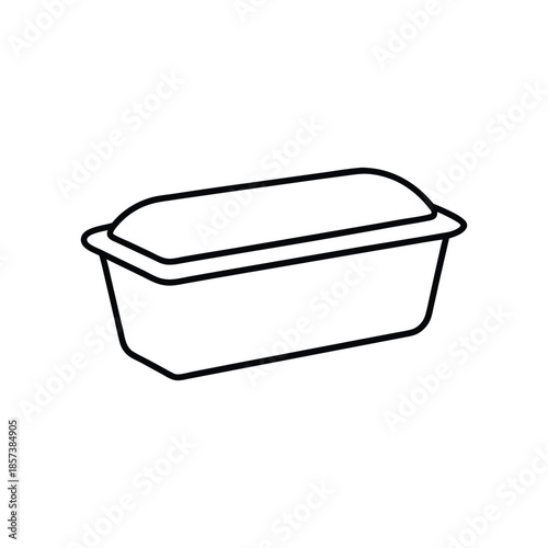 Bread loaf pan with lid outline vector baking cookware on white background Vector illustration