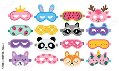 Eye Mask for Sleeping at Night Set, Cute Animal Sleep Masks in Cat, Unicorn, Raccoon, Fox and Bunny Shapes, Eye Protection Accessories for Healthy Sleep