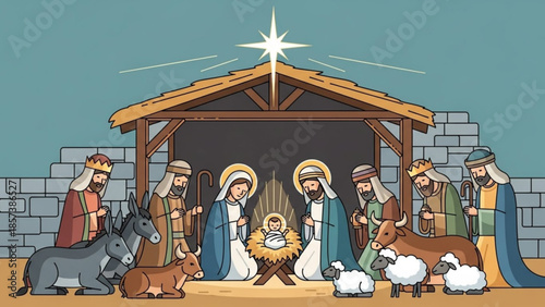 Nativity Scene: Witness the serene depiction of the nativity scene, capturing the essence of the holy night, with the baby lying in the manger, surrounded by Mary, Joseph, and the wise men.