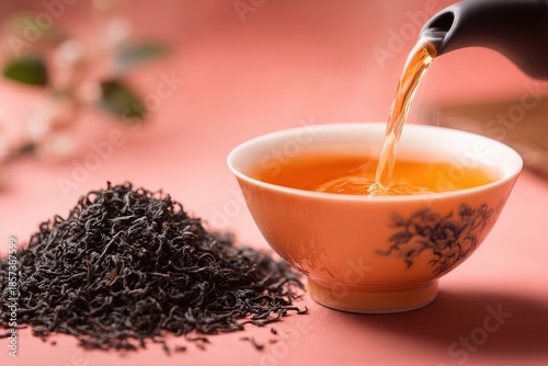 Pouring Hot Black Tea Into Small Cup