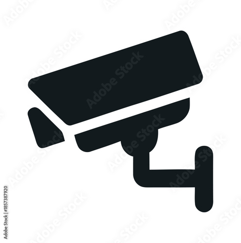 Black security camera icon on white background surveillance cctv