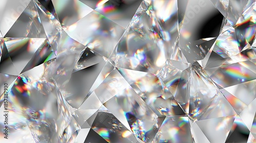 Abstract Geometric Pattern With Facetted Crystals