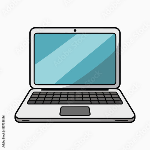 Simple flat design illustration of a modern laptop computer
