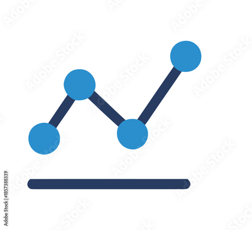Blue circles connected by dark blue lines forming a graph on white chart data