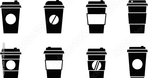 Coffee Cup Icon Set Disposable Cup Symbol