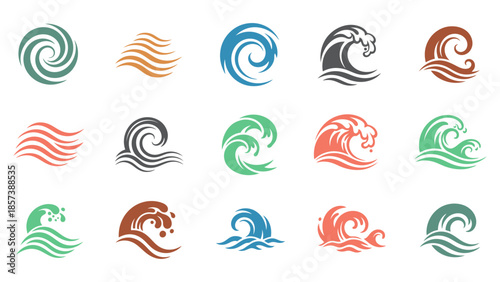 Water Wave Icons Sea Ocean Waves Swirl Logo