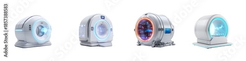 Set of medical imaging machines isolated on transparent background