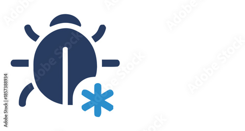 Dark blue beetle insect icon with light blue asterisk symbol vector 1