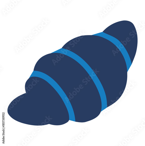 Dark blue croissant with bright blue stripes graphic illustration pastry food