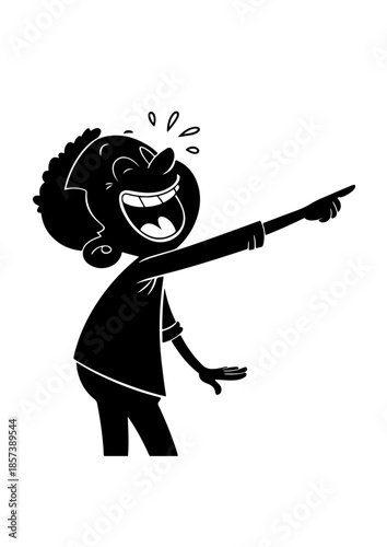 Laughing Character Silhouette Pointing and Giggling