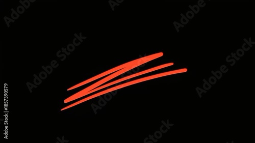 Adding a bold touch of energy and emphasis to the frame! Keywords: scribble, red, lines, abstract, brush stroke, animation, emphasis, highlight, underline, mark, rough, artistic, texture, hand-drawn, 