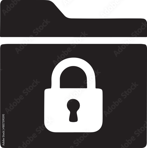 Locked folder with inset padlock silhouette icon for secure file and data protection vector EPS