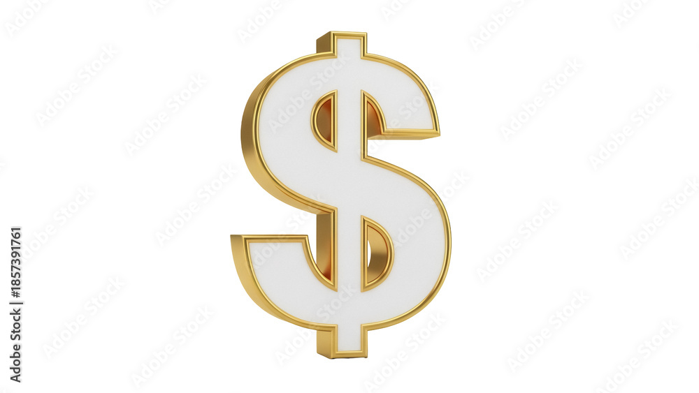 Obraz premium Gold dollar sign PNG isolated on transparent background, currency symbol for finance and investment concepts