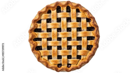 Tableau sur toile Delicious blueberry pie with lattice crust isolated PNG, homemade baked dessert