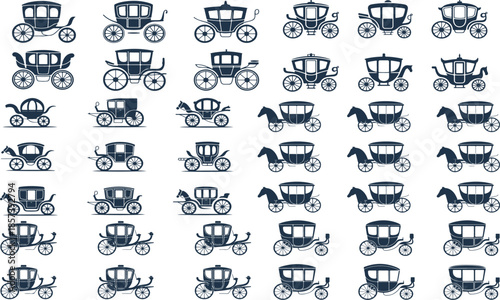 Brougham icons set cartoon .vector silhouette illustration on a white background