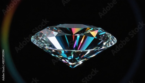 diamond crystal rainbow shine on black bg rotate. 5