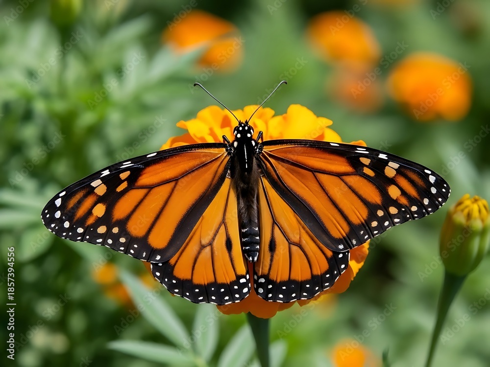 Fototapeta premium Monarch Butterfly on Marigold