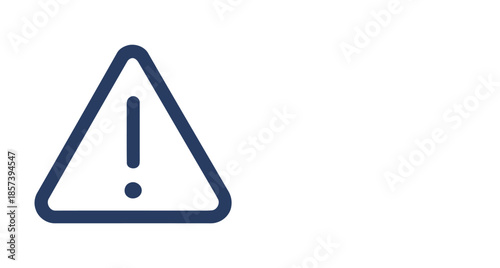 Dark blue triangle warning symbol with exclamation mark on white background alert danger