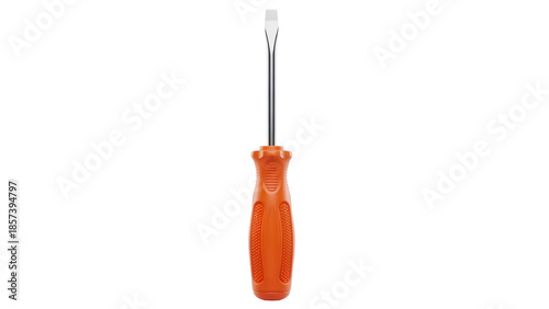 Valokuva Orange handled flathead screwdriver isolated PNG, hand tool for construction and