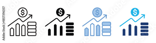 Profit icon set multiple style collection