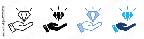 Diamond icon set multiple style collection