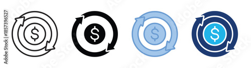 Return of investment icon set multiple style collection