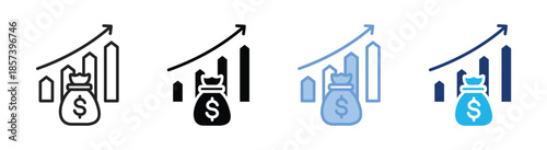 Earnings icon set multiple style collection