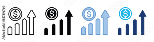 Profit icon set multiple style collection