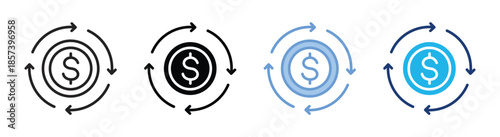 Refund icon set multiple style collection