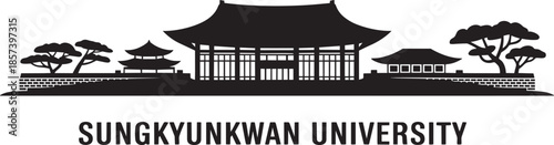 Sungkyunkwan university campus skyline silhouette highlighting traditional korean architecture